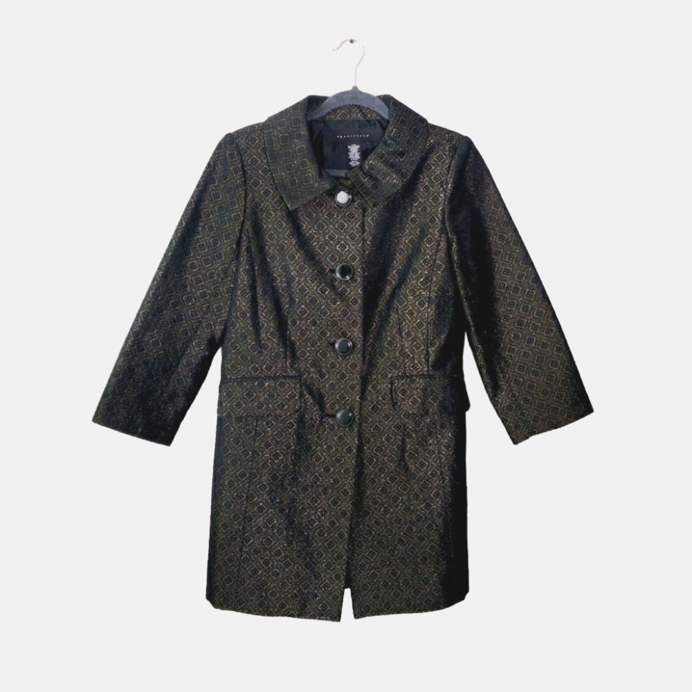 Apostrophe Brocade Pea Coat Gold/Grey